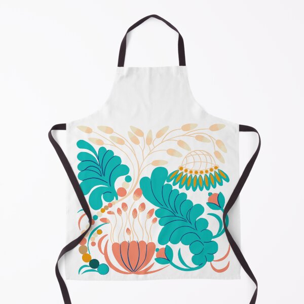 Item preview, Floral Jungle - Orange & Teal - white background designed and sold by Sheila McDowell Design.