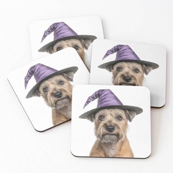 Item preview, Soft Coated Wheaten Terrier dog Wearing Halloween Witch Hat designed and sold by LazyOwlStore.
