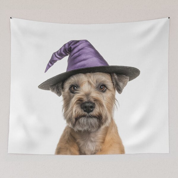 Item preview, Soft Coated Wheaten Terrier dog Wearing Halloween Witch Hat designed and sold by LazyOwlStore.