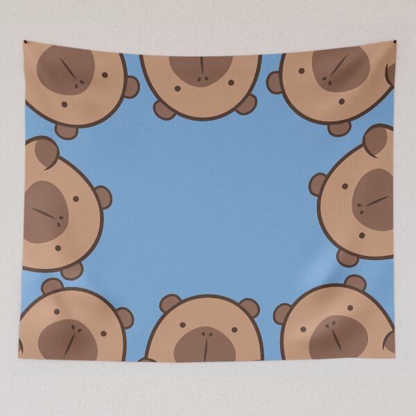 Item preview, Capybara faces looking at you, kawaii capybara pattern designed and sold by Denisse diseno.