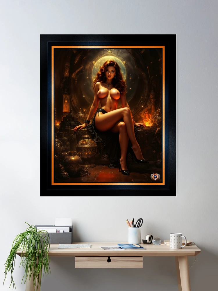 The Delicate Sensuality of Fiorenza Esmeralda in Her Gilded Chamber AI Concept Art by Xzendor7 | An Enigmatic Beauty 2 The Delicate Sensuality of Fiorenza Esmeralda in Her Gilded Chamber Mesmerizing AI Concept Art by Xzendor7 Room Decor Poster Art Print