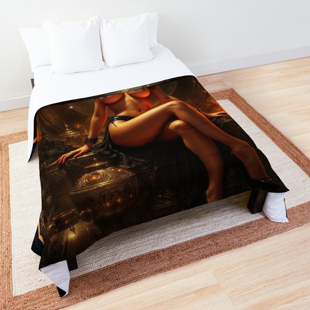The Delicate Sensuality of Fiorenza Esmeralda in Her Gilded Chamber AI Concept Art by Xzendor7 | An Enigmatic Beauty 3 The Delicate Sensuality of Fiorenza Esmeralda in Her Gilded Chamber Mesmerizing AI Concept Art by Xzendor7 Decorative Art Print Comforter