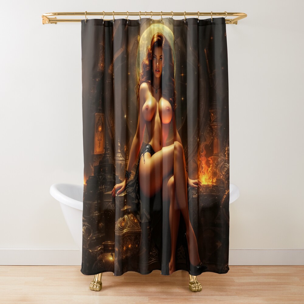 The Delicate Sensuality of Fiorenza Esmeralda in Her Gilded Chamber AI Concept Art by Xzendor7 | An Enigmatic Beauty 4 The Delicate Sensuality of Fiorenza Esmeralda in Her Gilded Chamber Mesmerizing AI Concept Art by Xzendor7 Decorative Art Print Shower Curtain