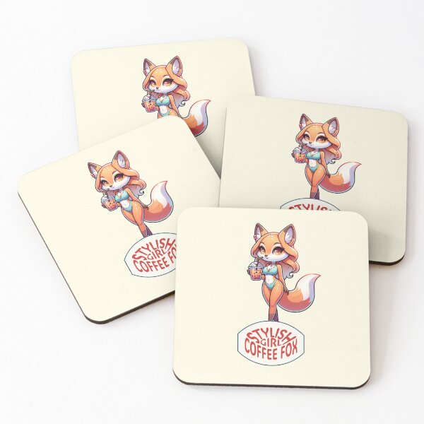 Item preview, Stylish girl coffee fox – cute beach coffee illustration designed and sold by Pearl67.