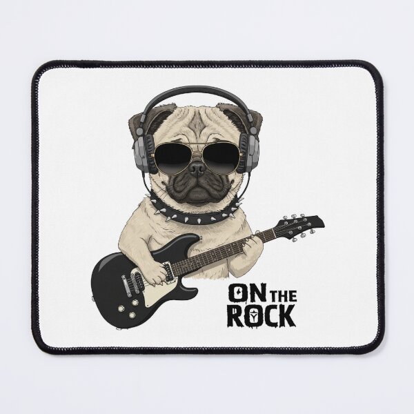 Item preview, Rockstar Pug Guitarist – “ON THE ROCK” Cool Dog Playing Electric Guitar** designed and sold by Colorful-Garden.
