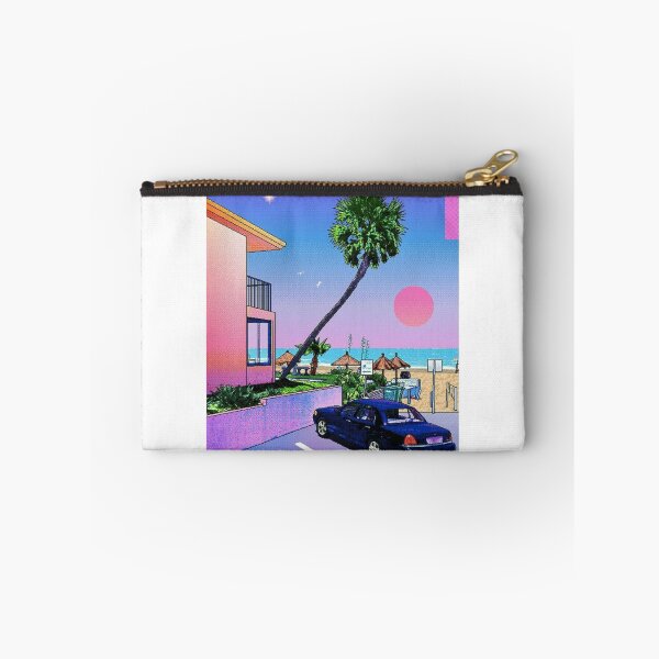 Aperçu de l'œuvre Toile Pop Art Hiroshi Nakai, Voiture violette, Maison, Plage créée et vendue par OVERSAI.