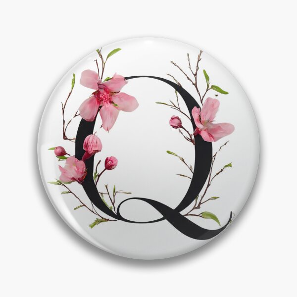Artikelvorschau, Künstlerischer Blumenbuchstabe Q mit rosa Blumen – von der Natur inspiriertes botanisches Monogramm. entworfen und verkauft von Psycho-Crazy.