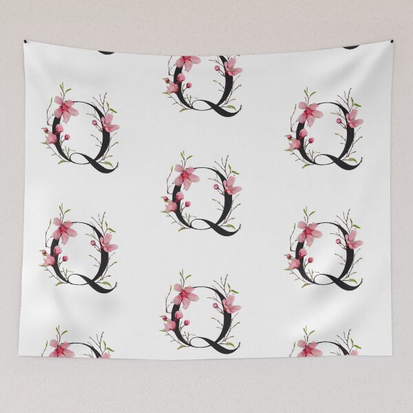 Item preview, Artistic Floral Letter Q with Pink Flowers – Nature-Inspired Botanical Monogram. designed and sold by Psycho-Crazy.