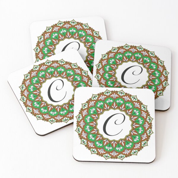 Artikelvorschau, Florales x Vintage-Mandala mit Buchstabe C entworfen und verkauft von El-Kenz.