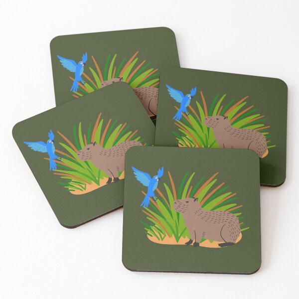 Item preview, Cute Capibara and the Blue Parrot designed and sold by ElixirCraft.