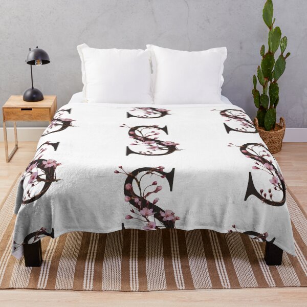 Item preview, Floral Letter S with Cherry Blossoms - Elegant Botanical Monogram Wall Art designed and sold by Psycho-Crazy.