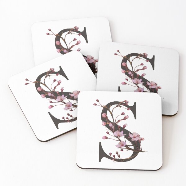 Item preview, Floral Letter S with Cherry Blossoms - Elegant Botanical Monogram Wall Art designed and sold by Psycho-Crazy.