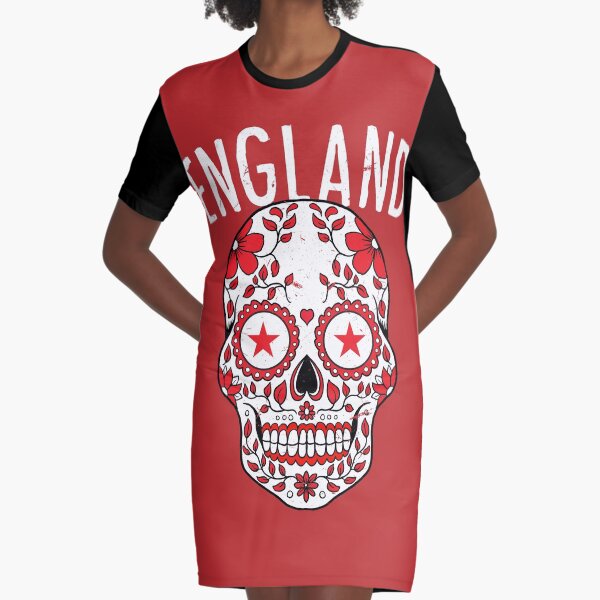 England Calavera World Soccer Cup 2018 Russia England Team Jersey Graphic T-Shirt Dress