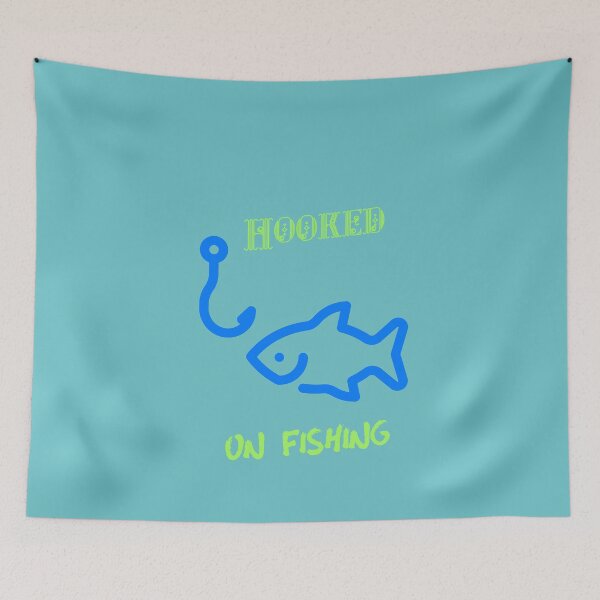 Item preview, Hooked on fishing blue and green designed and sold by seahorse crossing.