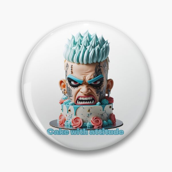 Item preview, Edgy Punk Cake Angry Face Cool Tattoo Dessert Art designed and sold by MythicCotton.