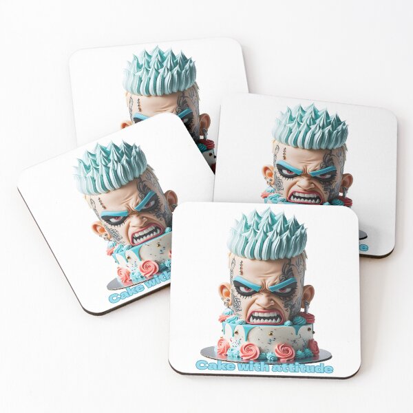 Item preview, Edgy Punk Cake Angry Face Cool Tattoo Dessert Art designed and sold by MythicCotton.