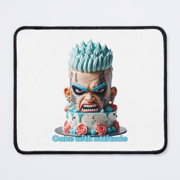 Item preview, Edgy Punk Cake Angry Face Cool Tattoo Dessert Art designed and sold by MythicCotton.