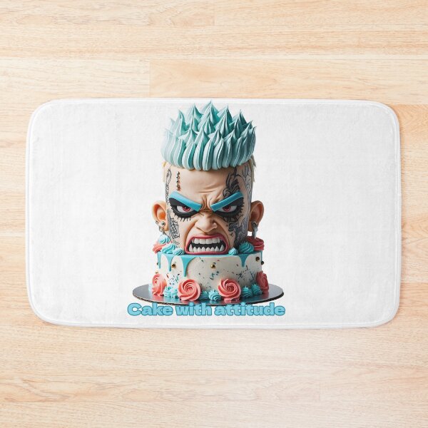 Item preview, Edgy Punk Cake Angry Face Cool Tattoo Dessert Art designed and sold by MythicCotton.