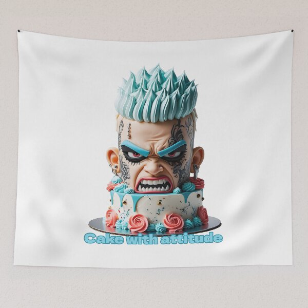Item preview, Edgy Punk Cake Angry Face Cool Tattoo Dessert Art designed and sold by MythicCotton.