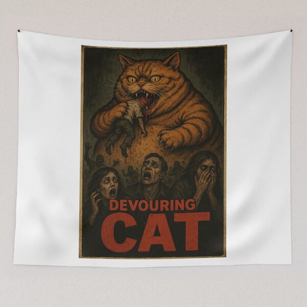 Item preview, Scary cat devouring humans designed and sold by DibujandoPorfa.