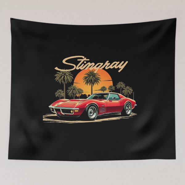 Item preview, Classic Stingray Corvette Sunset Retro Art designed and sold by TheArtOfCar.
