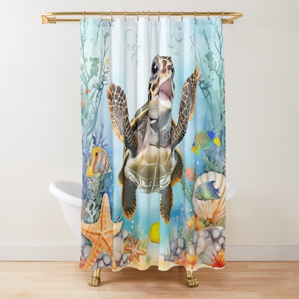 Item preview, Sea Turtle Coral Reef Shower Curtain designed and sold by candiscamera.