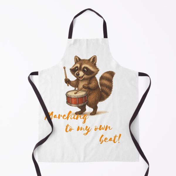 Item preview, Cute Raccoon Playing Drum – Marching to My Own Beat Cartoon designed and sold by VikArt7.