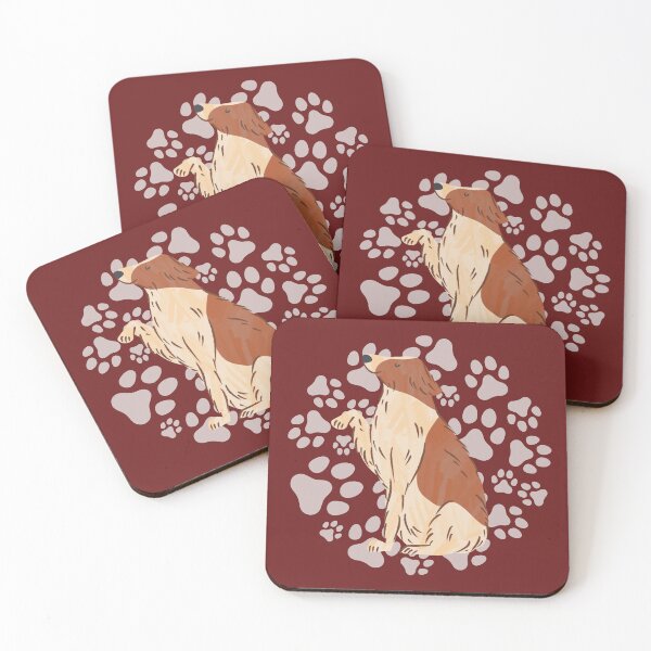 Item preview, Borzoi Giving a Paw - Brown Dog on Paw Print Background designed and sold by ElixirCraft.