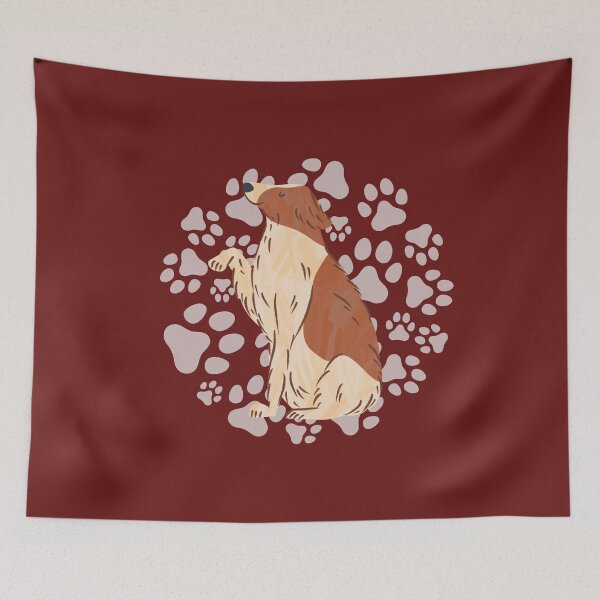Item preview, Borzoi Giving a Paw - Brown Dog on Paw Print Background designed and sold by ElixirCraft.