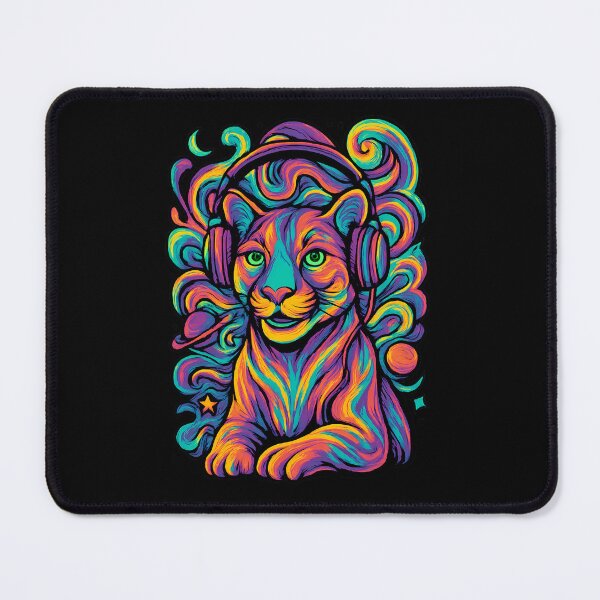 Item preview, Psychedelic Cougar Listening to Music designed and sold by Ambient Mind Design.