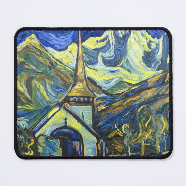 Item preview, Les Praz church in Chamonix oil painting designed and sold by NinoPonditerra.