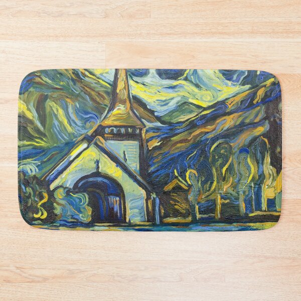 Item preview, Les Praz church in Chamonix oil painting designed and sold by NinoPonditerra.