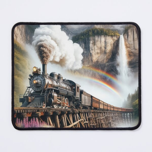 Item preview, Mountain Train Trestle With Waterfalls designed and sold by Maria Dryfhout.