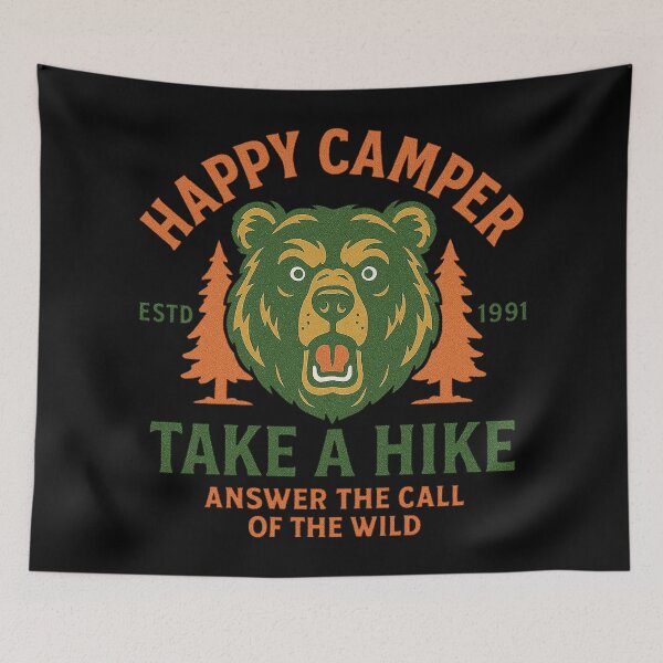 Item preview, Vintage Happy Camper Bear Outdoor Graphic designed and sold by zzz888.
