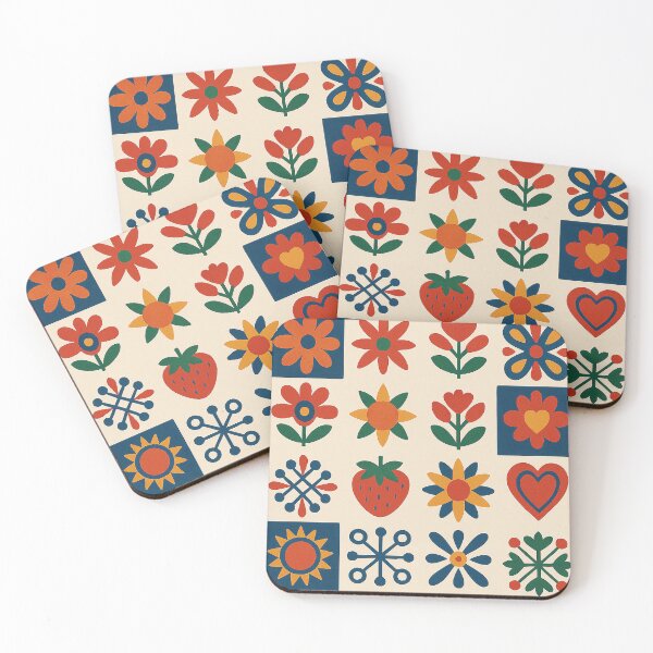 Item preview, Retro Folk Art Colorful Floral Pattern designed and sold by weirdfishes123.