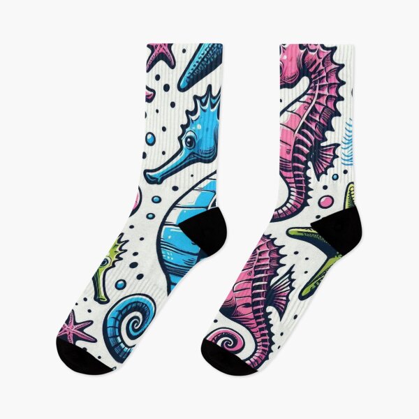 Item preview, Seahorse and Sea Star AI Art – Playful Comic Style Design for Clothing, Accessories, and Gifts for Beach Lovers designed and sold by knalpot-design.