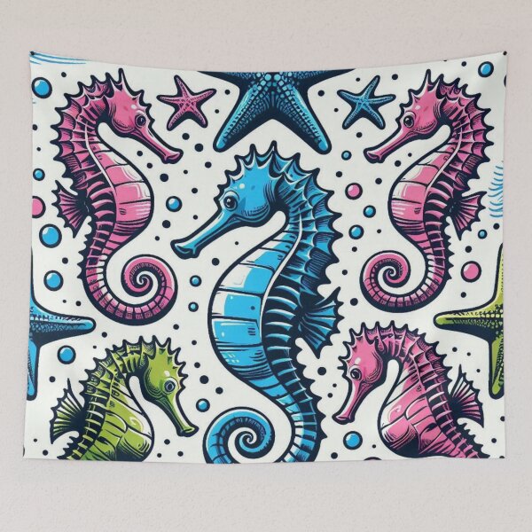 Item preview, Seahorse and Sea Star AI Art – Playful Comic Style Design for Clothing, Accessories, and Gifts for Beach Lovers designed and sold by knalpot-design.