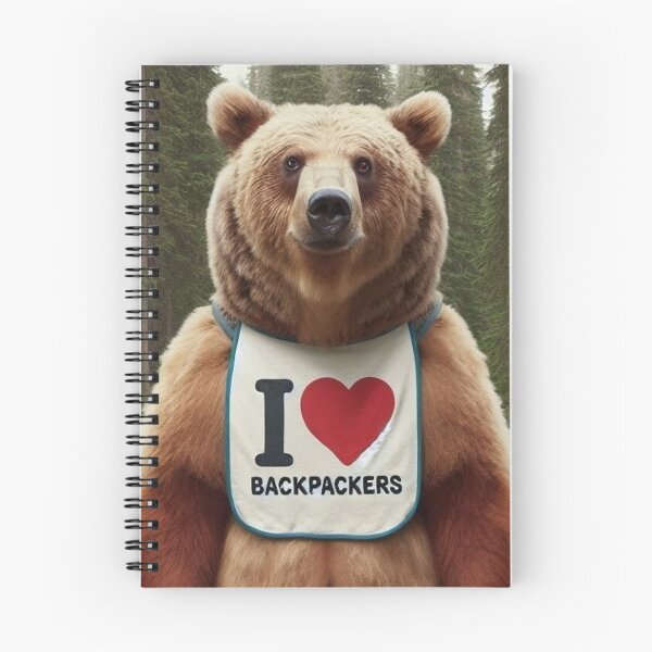 Artikelvorschau, Grizzlybär Ich liebe BackPackers entworfen und verkauft von Outlandishrob.
