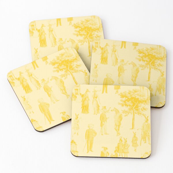 Item preview, antique victorian animals yellow toile designed and sold by Gossip Rag.