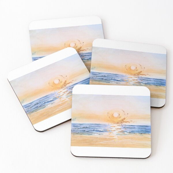 Item preview, Seaside Sunrise – Watercolor Seascape Painting with Gentle Waves and Morning Light designed and sold by kkjustpaint.