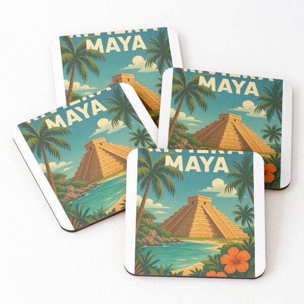 Item preview, Sunset in Akumal Riviera Maya - Vintage Mexico Poster - Magical Tourist Destination designed and sold by DRAWZENART.