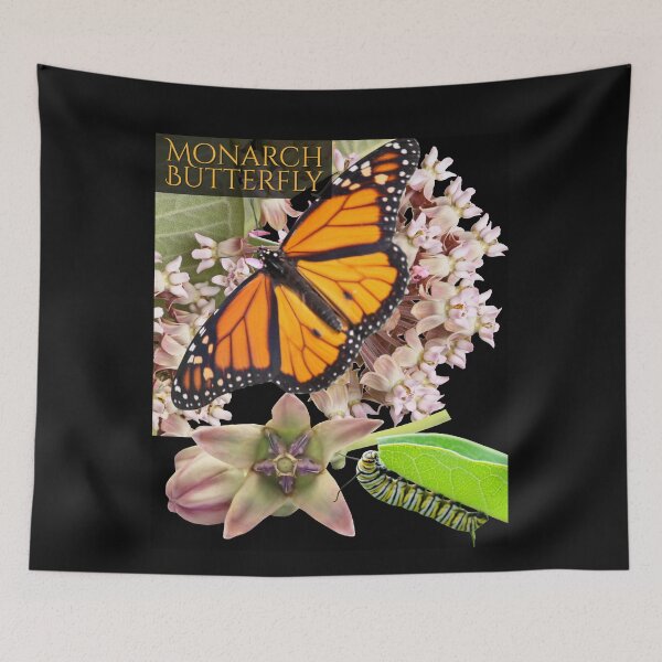 Item preview, Monarch Butterfly & Caterpillar With Milkweed Colorful Design designed and sold by EarthArtDesigns.