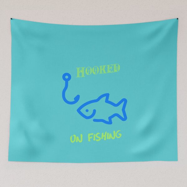 Item preview, Hooked on fishing in blue and green designed and sold by seahorse crossing.
