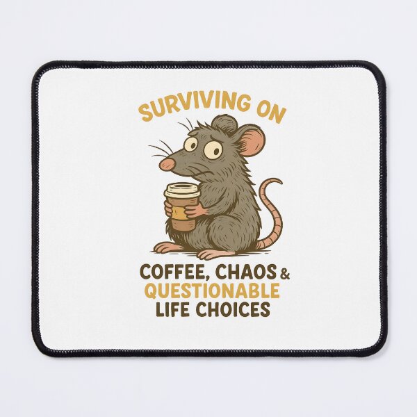 Item preview, Surviving on Coffee, Chaos & Questionable Life Choices - Funny Rat Art designed and sold by miciana1417.