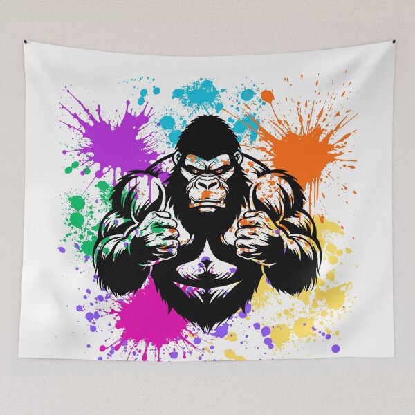 Item preview, Gorilla, Ape, Rainbow Splash Colourful Artwork, Animal designed and sold by AASparksDesigns.