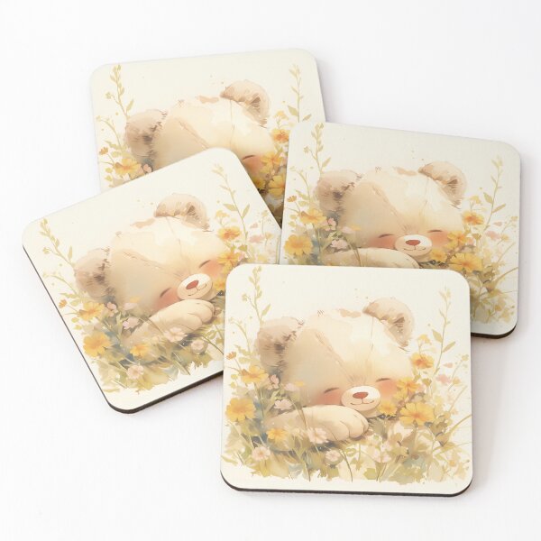 Item preview, Baby bear resting in a flower field designed and sold by ModHaven.
