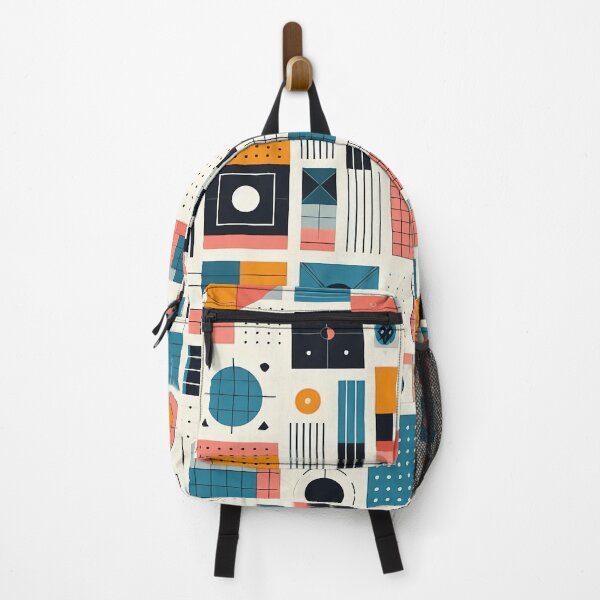 Item preview, Abstract Geometric Retro 70s Architectural Pattern Teal and Orange Tones designed and sold by JohnnyVillas.