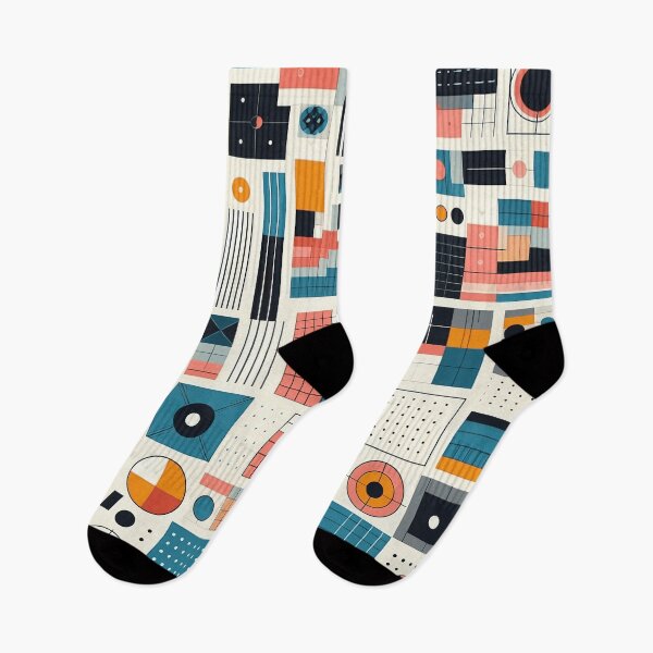 Item preview, Abstract Geometric Retro 70s Architectural Pattern Teal and Orange Tones designed and sold by JohnnyVillas.