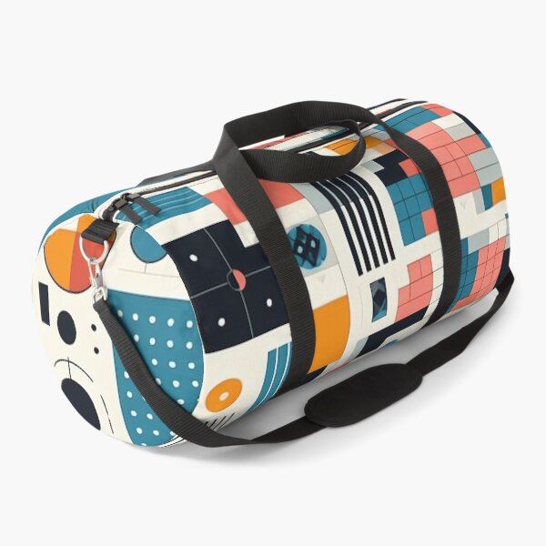 Item preview, Abstract Geometric Retro 70s Architectural Pattern Teal and Orange Tones designed and sold by JohnnyVillas.