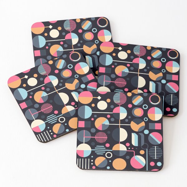 Item preview, Geometric Architectural 70s Fusion Pattern Blue Pink and Orange Tones designed and sold by JohnnyVillas.